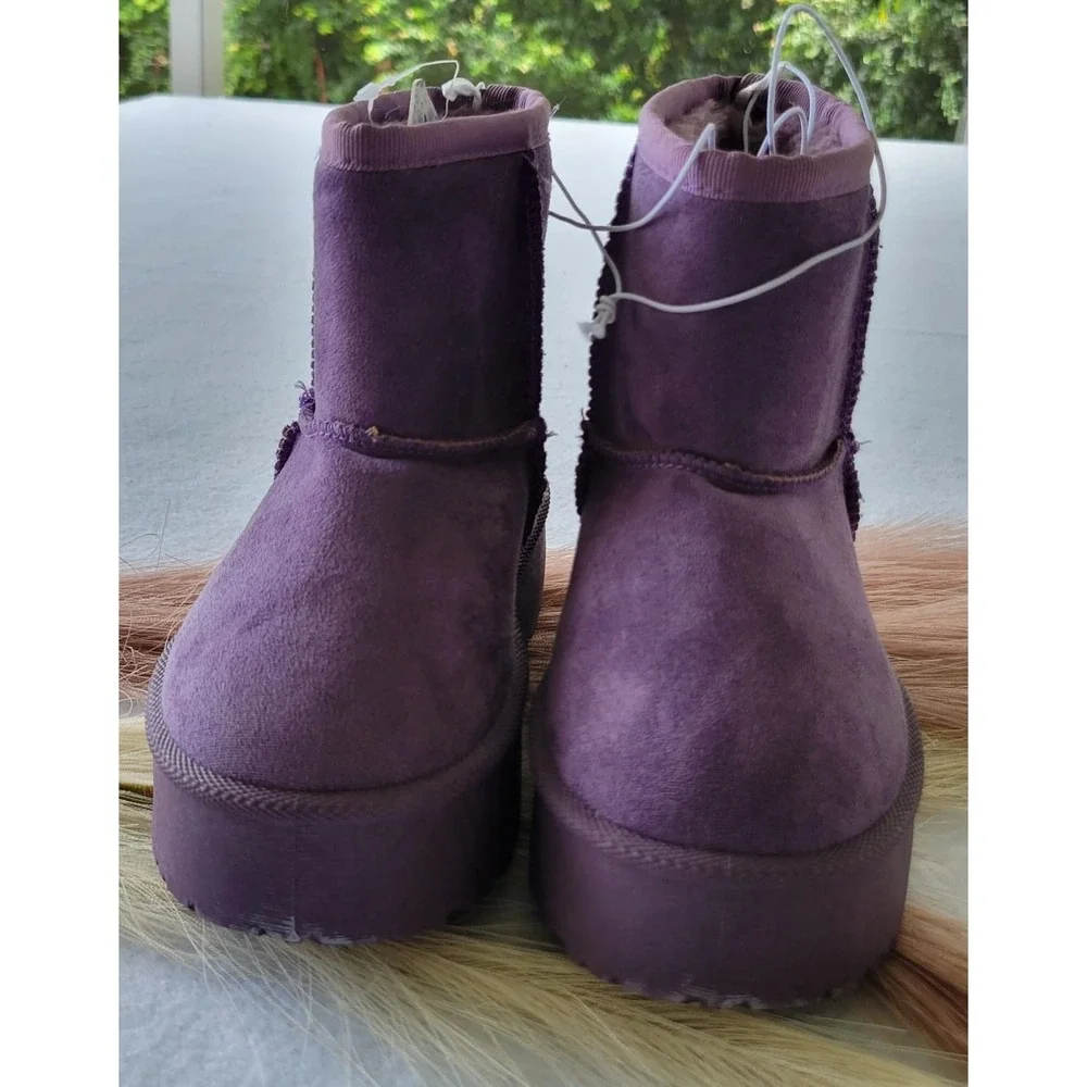 NWT Mudd Purple Faux Suede‎ Ankle Boots Booties Fur Lined Size 11 Girls Toddler